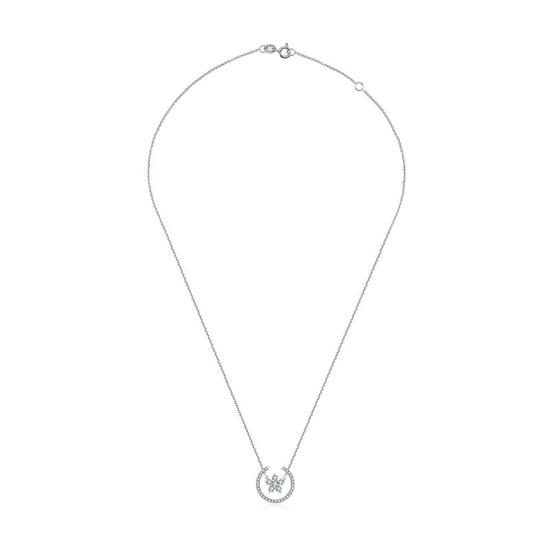 18k Gold Flower Shape Diamond Necklace - Genevieve Collection