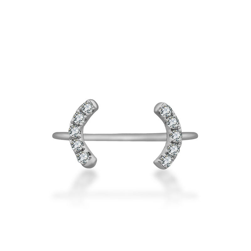 18k Gold Bracket Diamond Midi / Pinky Ring - Genevieve Collection