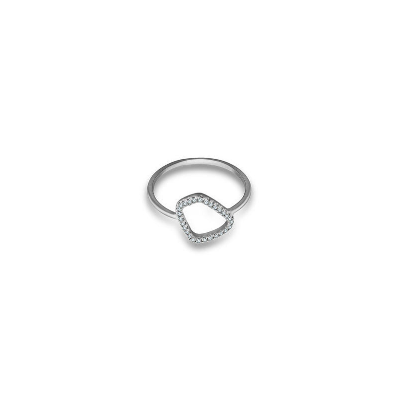 18k Gold Hollow Stone Shape Diamond Ring - Genevieve Collection