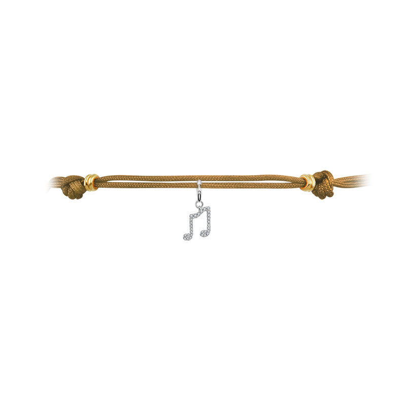 18k Gold Golden Brown Tassel Bracelet with Gold Beads - Genevieve Collection