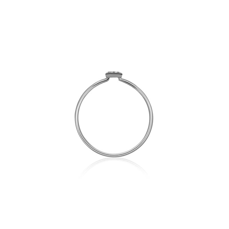 18k Gold Small Triangle Shape Pave Diamond Ring - Genevieve Collection