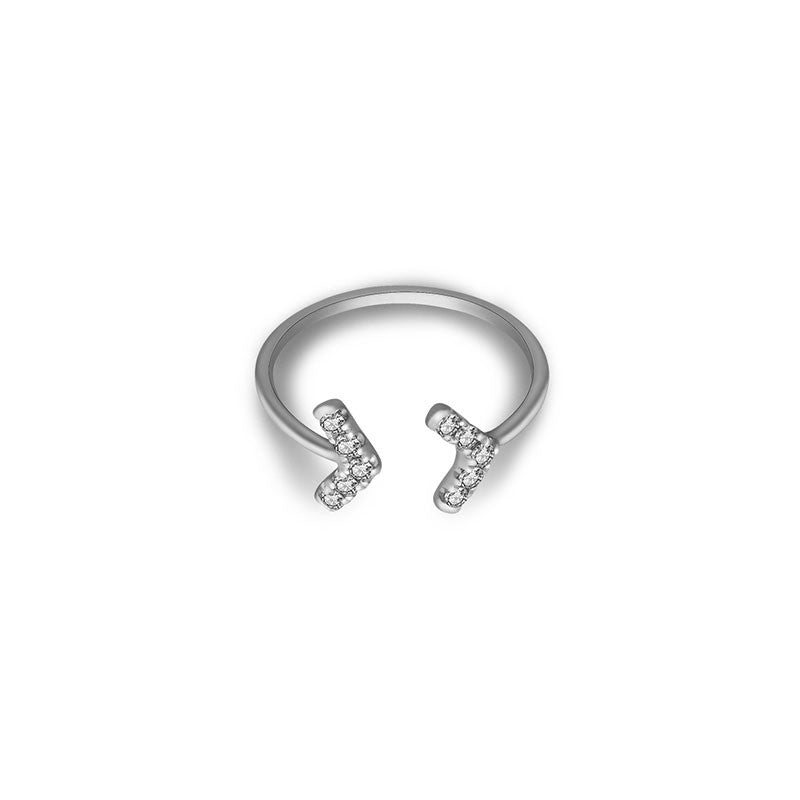 18k Gold Double Arrow Diamond Midi / Pinky Ring - Genevieve Collection