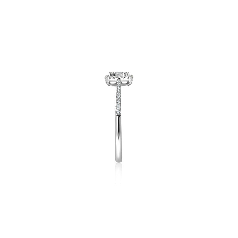 18k Gold Double Halo Diamond Ring - Genevieve Collection