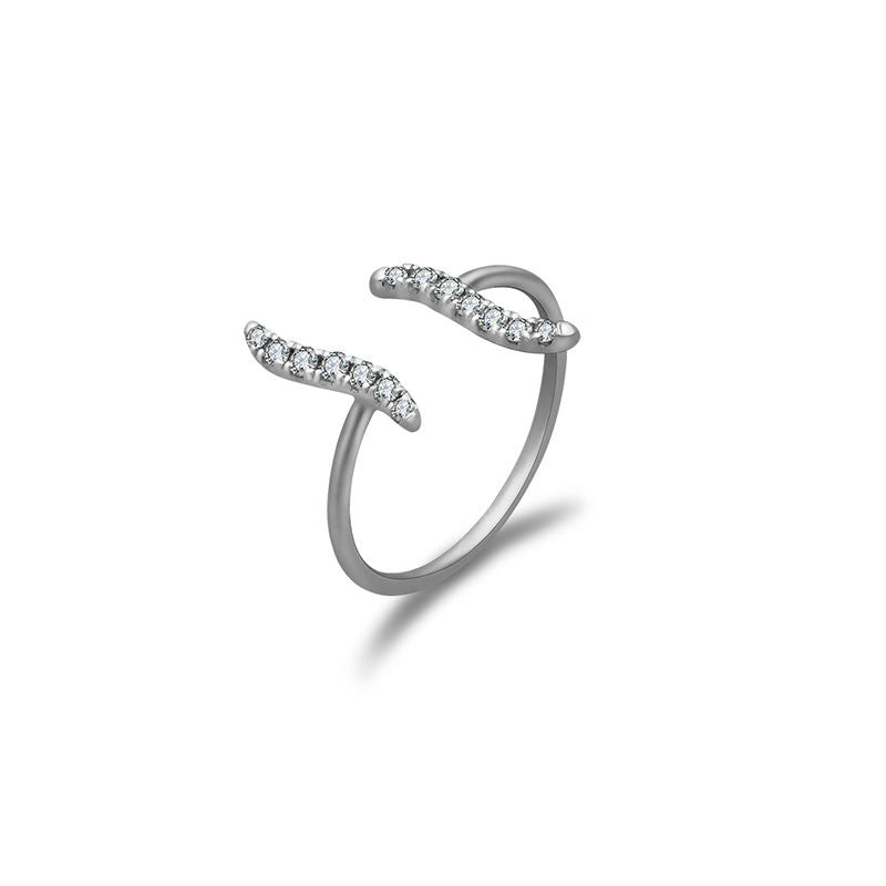 18k Gold Wavy Diamond Midi / Pinky Ring - Genevieve Collection