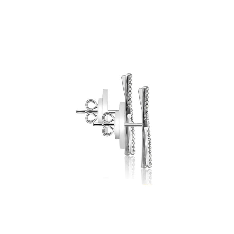 18k Gold Cross Diamond Earring - Genevieve Collection