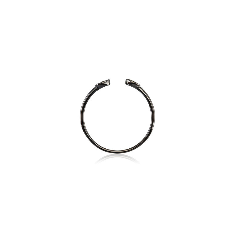 18k Gold Double Round Shape Black Diamond Ring - Genevieve Collection
