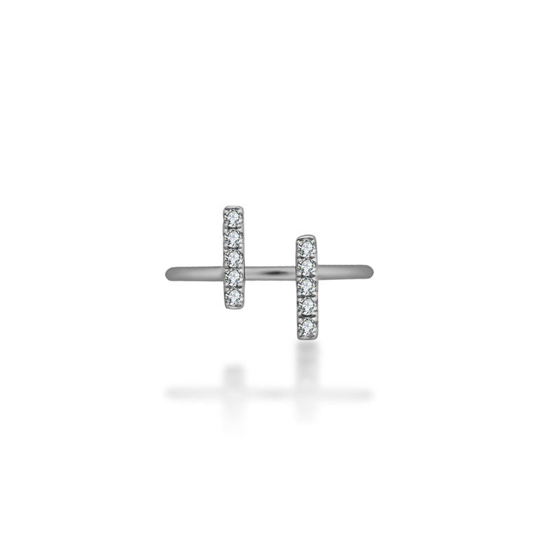 18k Gold Strokes Diamond Midi / Pinky Ring - Genevieve Collection