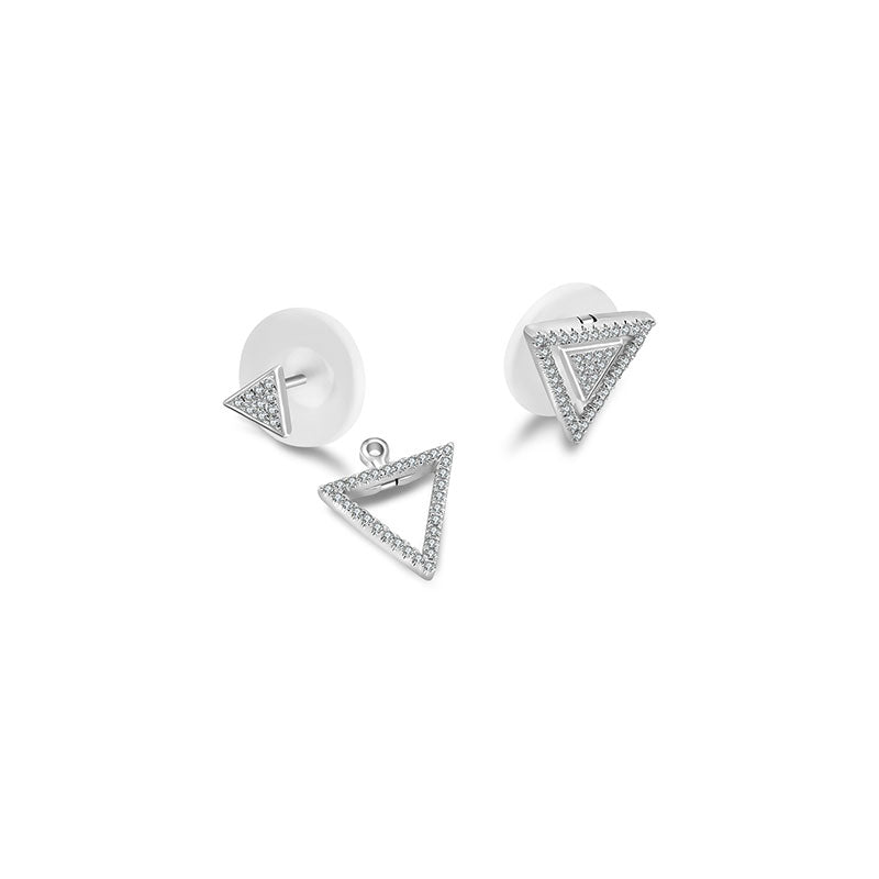 18k Gold 2 way Triangle Shape Diamond Earring - Genevieve Collection