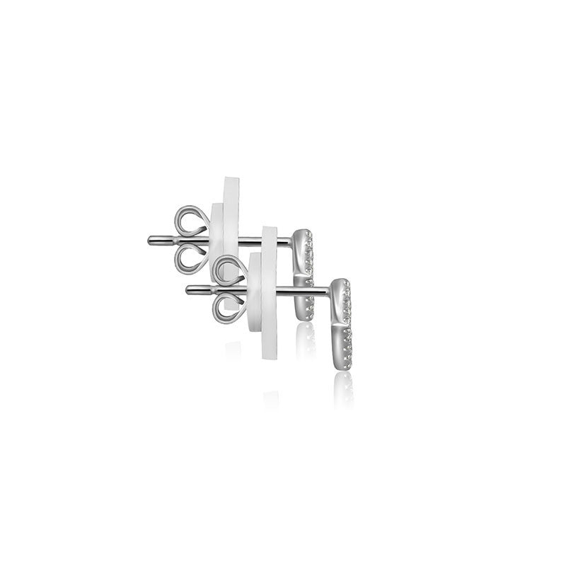 18k Gold Hollow Diamond Shape Diamond Earring - Genevieve Collection
