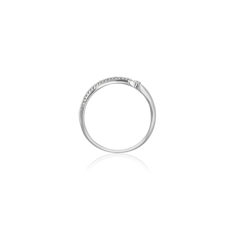 18k Gold Double Arrow Spiral Diamond Ring - Genevieve Collection