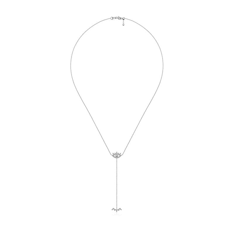 18k Gold Evil Eye Diamond Dangle Necklace - Genevieve Collection