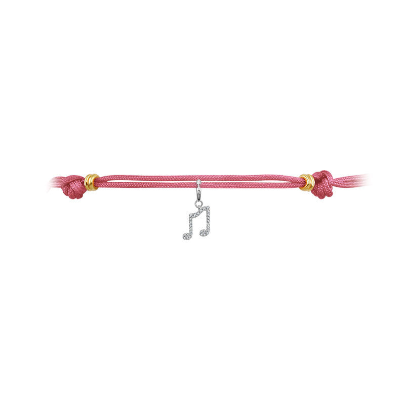 18k Gold Pink Tassel Bracelet with Gold Beads - Genevieve Collection