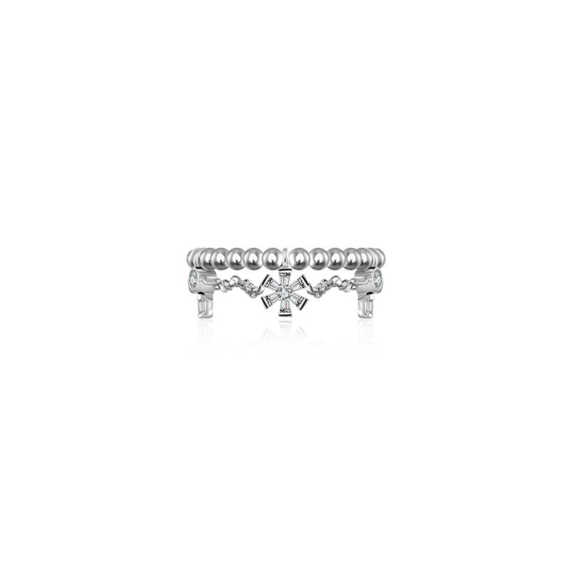 18k Gold Star Shape Adjustable Titanium Diamond Ring - Genevieve Collection