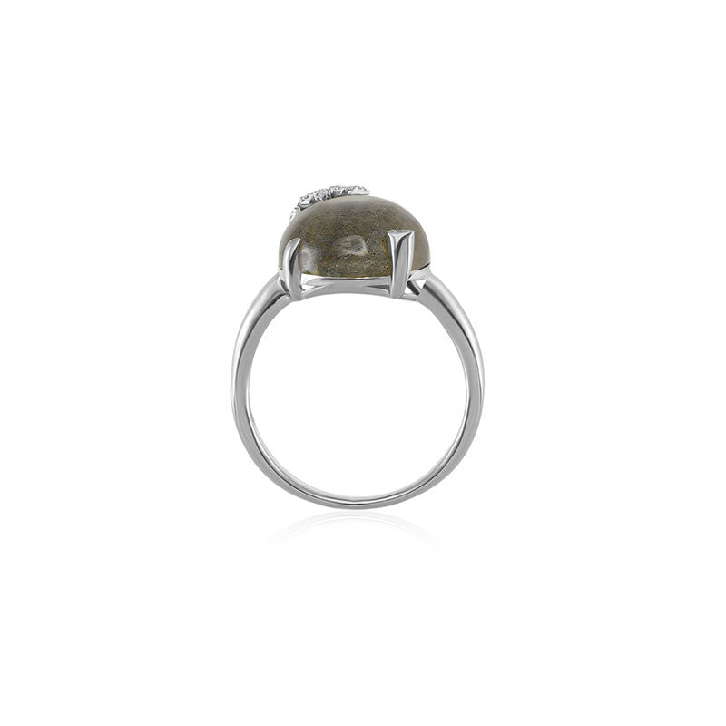 18k Gold Labradorite Diamond Ring - Genevieve Collection