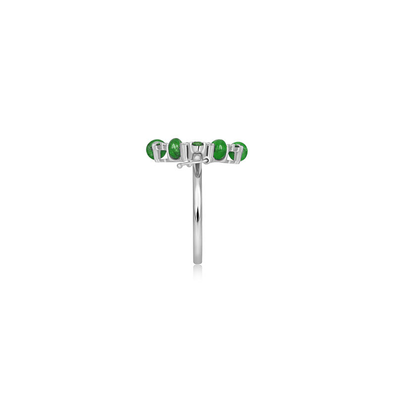 18k Gold 2 ways Beaded Emerald and Diamond Ring - Genevieve Collection