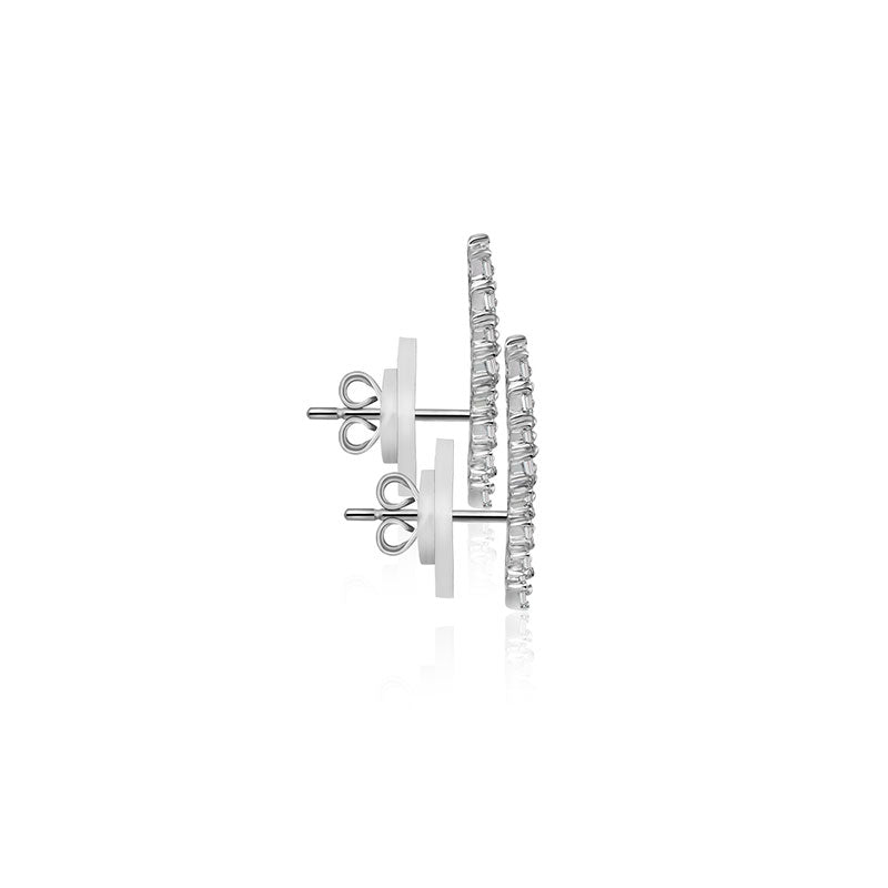 18k Gold Arrow Shape with Rectangle Diamond Earring - Genevieve Collection