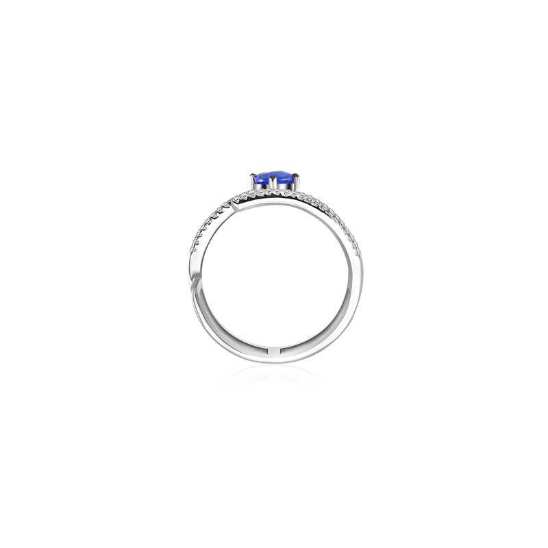 18k Gold Diamond Double Ring with Sapphire - Genevieve Collection