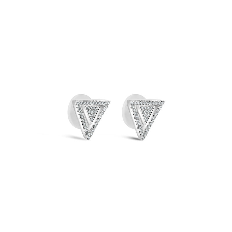 18k Gold 2 way Triangle Shape Diamond Earring - Genevieve Collection
