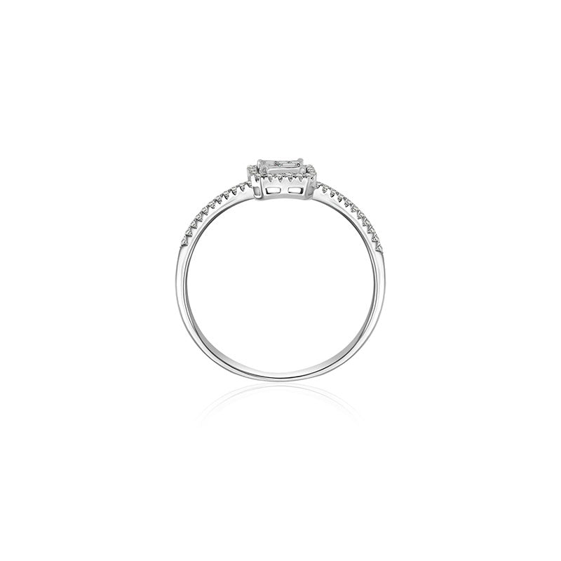 18k Gold Rectangle Shaped Diamond Ring - Genevieve Collection