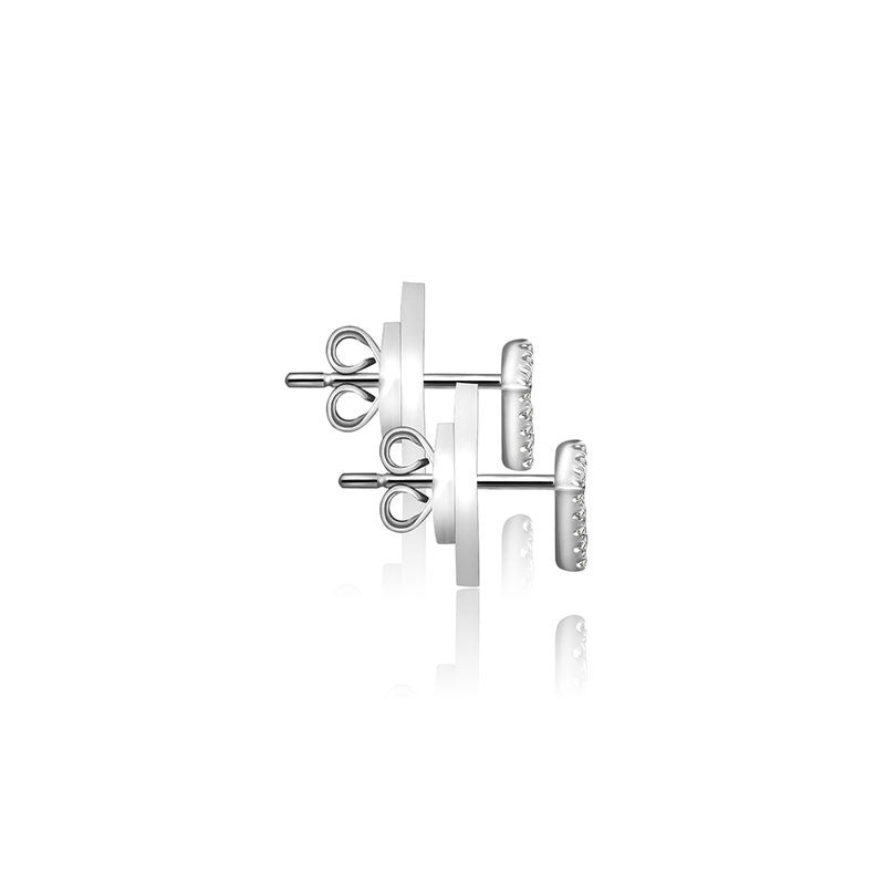 18k Gold Hollow Heart Shape Diamond Earring - Genevieve Collection
