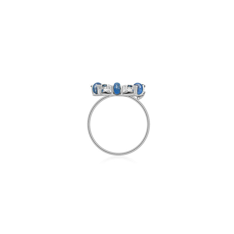 18k Gold 2 ways Beaded Sapphire and Diamond Ring - Genevieve Collection