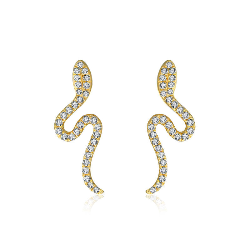 18k Gold Snake Shape Diamond Earring - Genevieve Collection