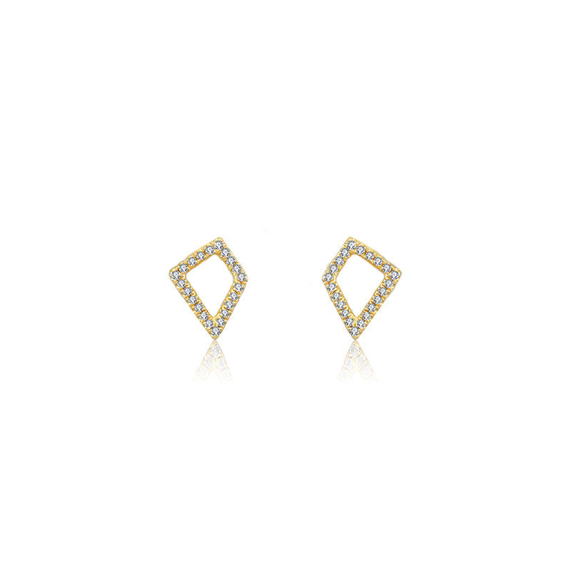 18k Gold Hollow Geometry Diamond Earring - Genevieve Collection