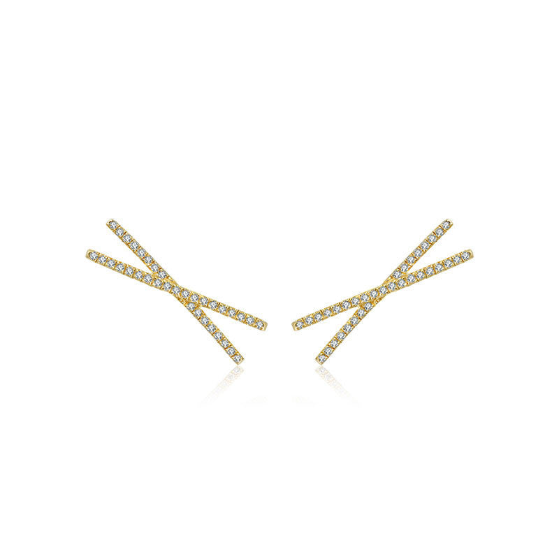 18k Gold Cross Diamond Earring - Genevieve Collection