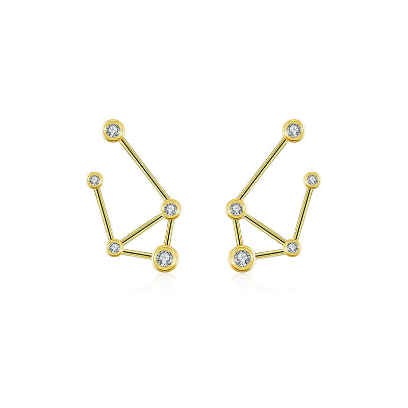 Libra Zodiac Constellation Earring 18k Gold & Diamond - Genevieve Collection