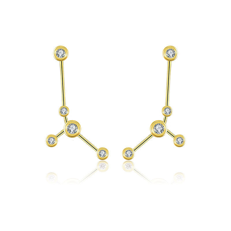 Cancer Zodiac Constellation Earring 18k Gold & Diamond - Genevieve Collection