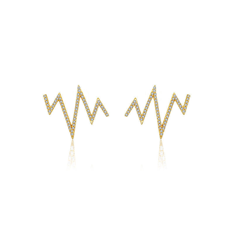 18k Gold Heartbeat Diamond Earring - Genevieve Collection