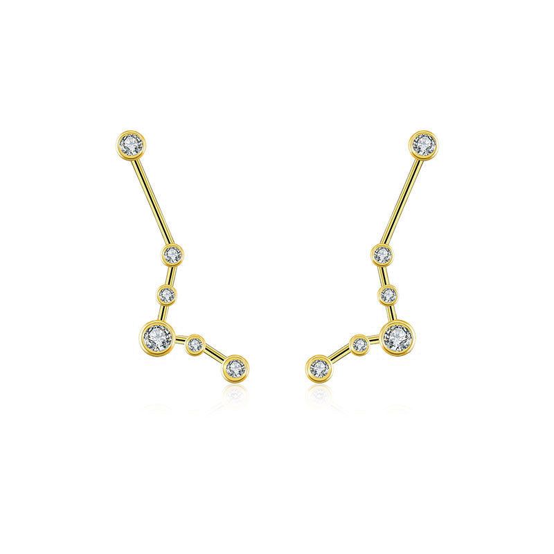 Pisces Zodiac Constellation Earring 18k Gold & Diamond - Genevieve Collection