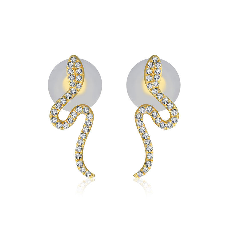 18k Gold Snake Shape Diamond Earring - Genevieve Collection