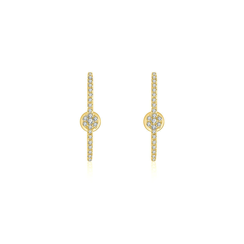 18k Gold Round Pattern Half Hoop Diamond Earring - Genevieve Collection