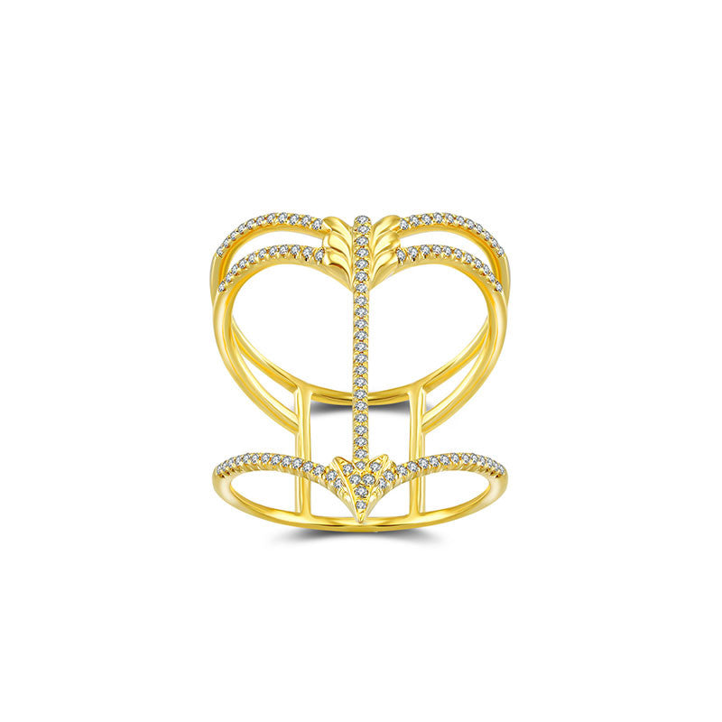 18k Gold Double Wave Arrow Diamond Ring - Genevieve Collection