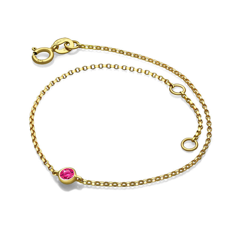 18k Gold October Birthstone Tourmaline Bracelet - Genevieve Collection
