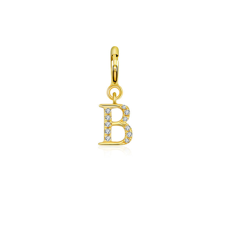 18k Gold Letter "B" Diamond Charms - Genevieve Collection