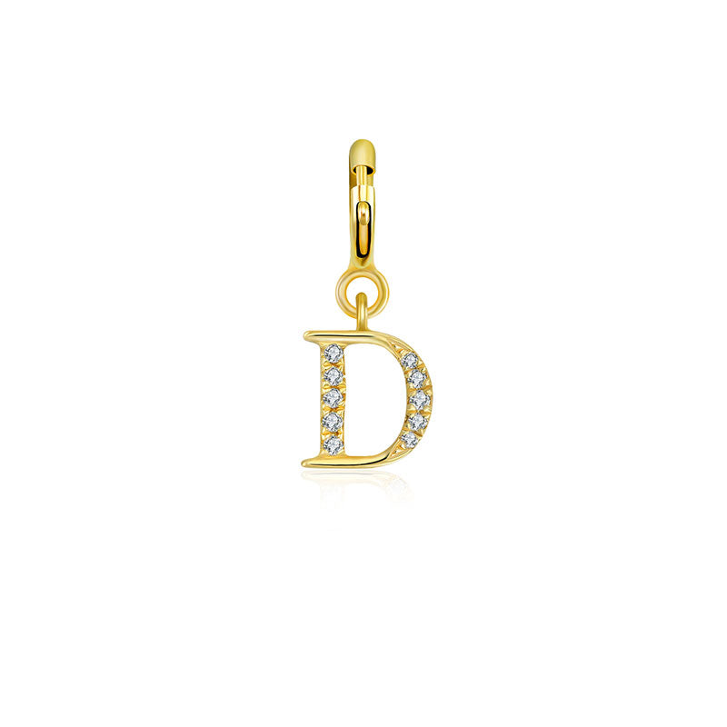 18k Gold Letter "D" Diamond Charms - Genevieve Collection