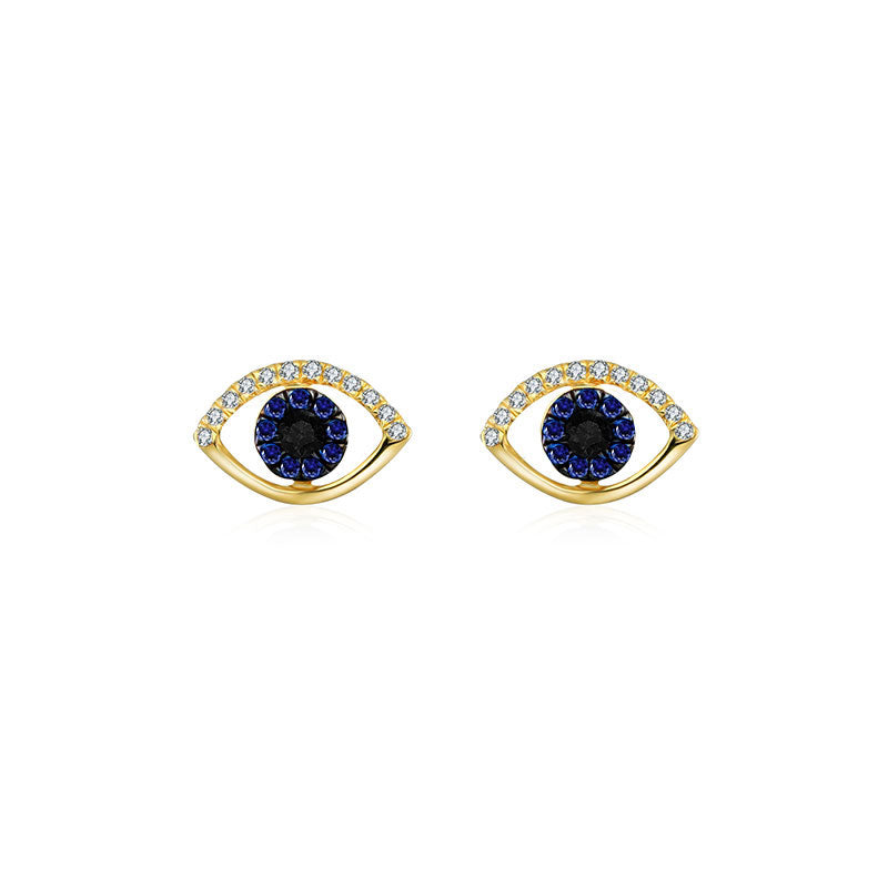 18k Gold Evil Eye Sapphire Diamond Earring - Genevieve Collection