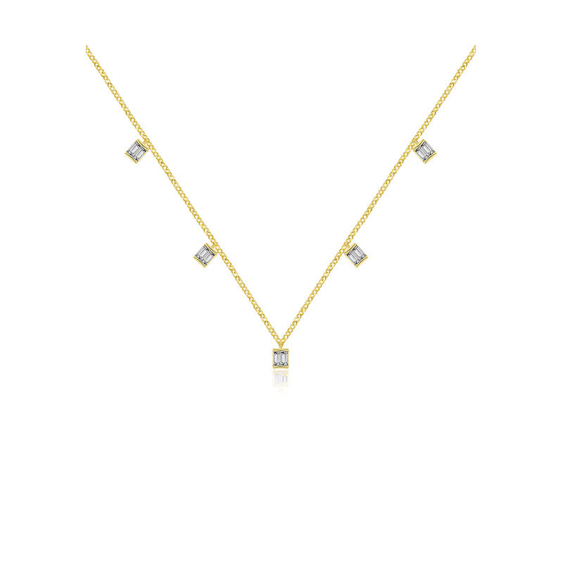 18k Gold Square Shape Diamond Necklace / Choker - Genevieve Collection