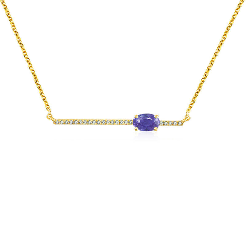 18k Gold Line Diamond Necklace with Sapphire - Genevieve Collection