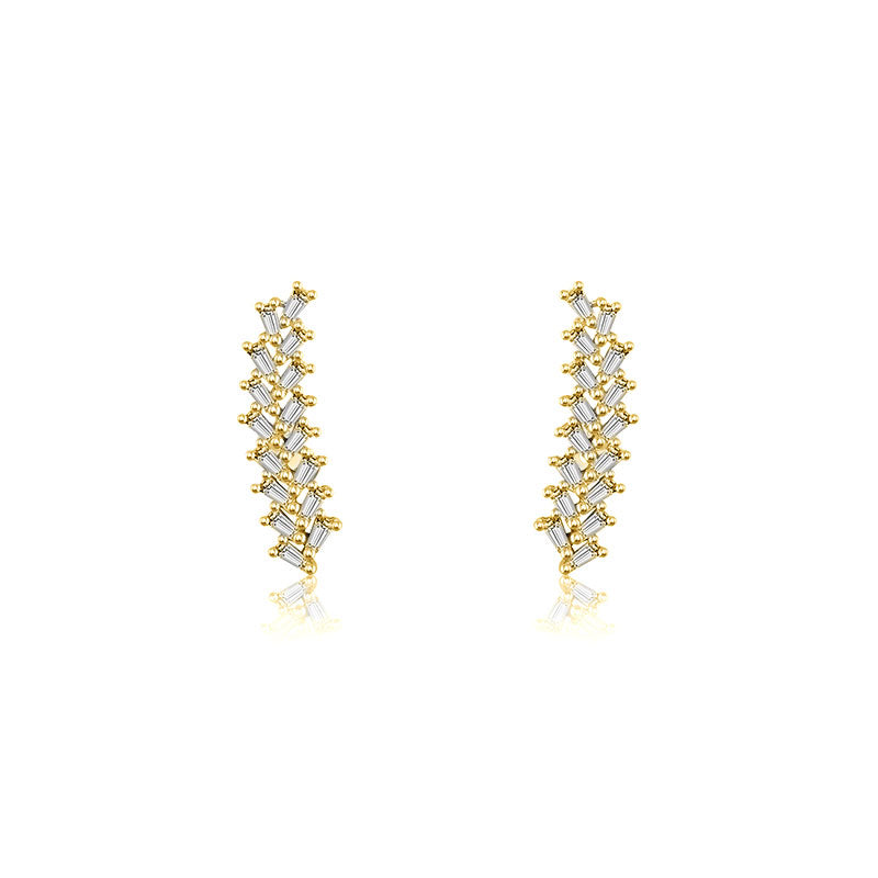 18k Gold Arrow Shape with Rectangle Diamond Earring - Genevieve Collection