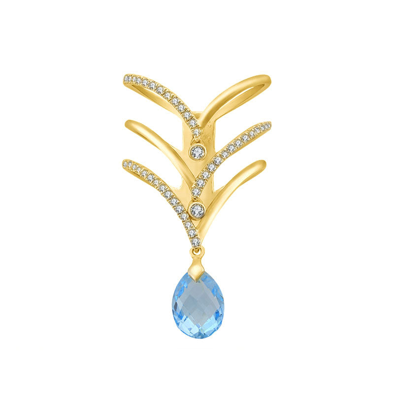 18k Gold Arrow Diamond Ring With Topaz - Genevieve Collection