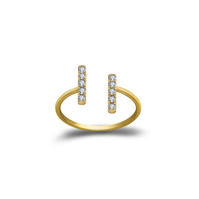 18k Gold Strokes Diamond Midi / Pinky Ring - Genevieve Collection