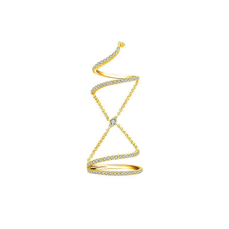 18k Gold Twisted Curve Connection Diamond Ring - Genevieve Collection