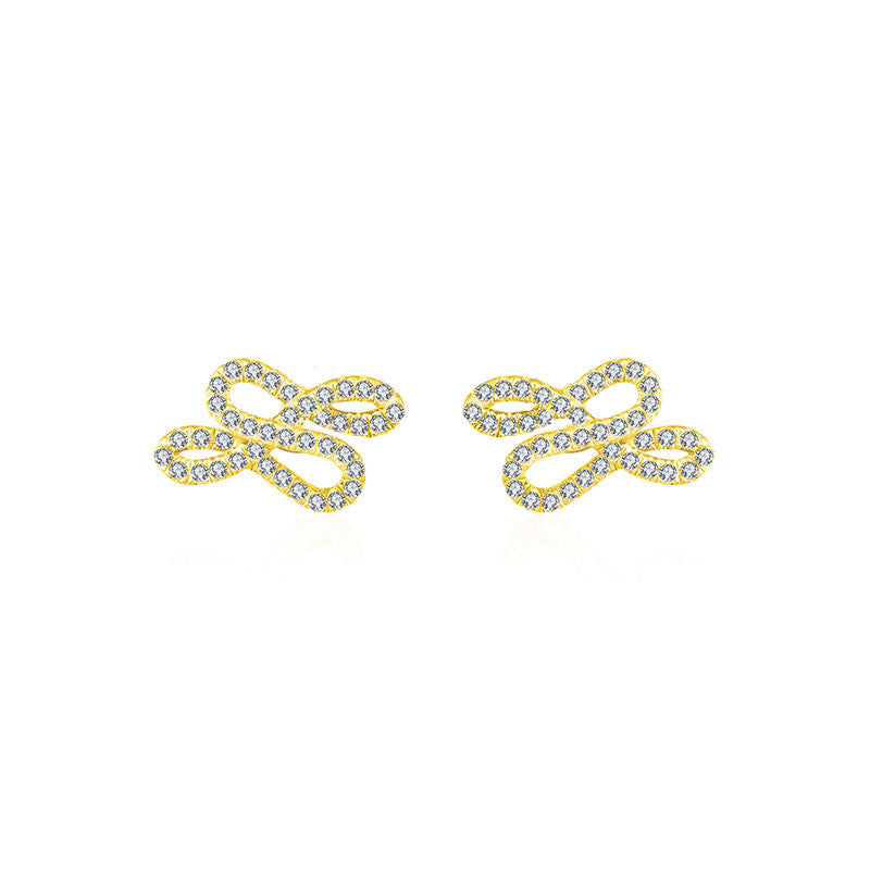 18k Gold Quadruple Curves Diamond Earring - Genevieve Collection