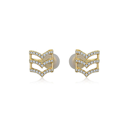 18k Gold Triple Curve Diamond Ear Cuff - Genevieve Collection