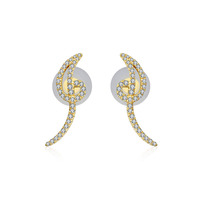 18k Gold Script Letter "I" Diamond Earring - Genevieve Collection