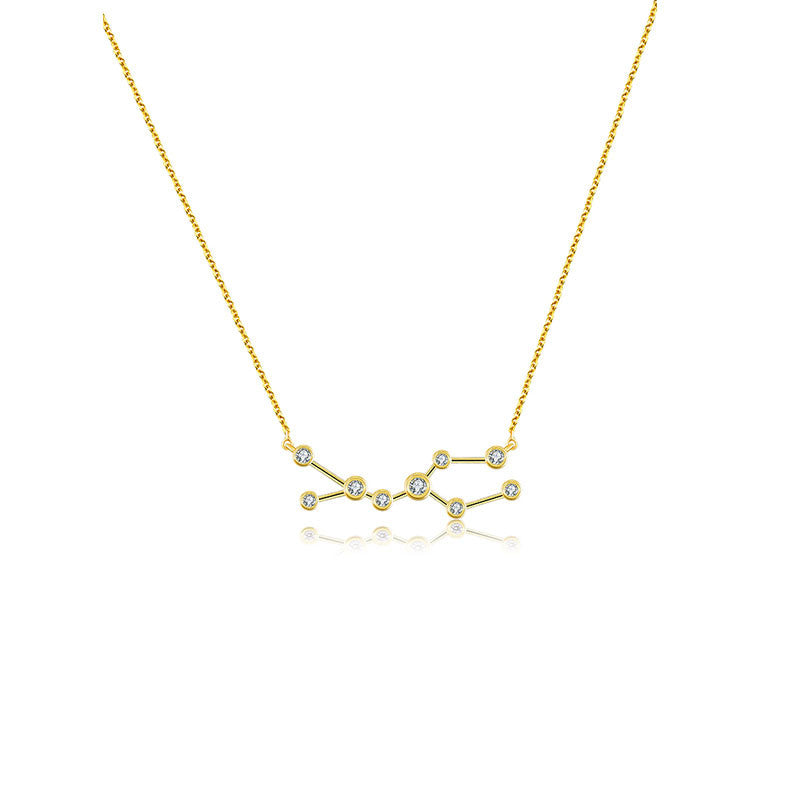 Gemini Zodiac Constellation Necklace 18k Gold & Diamond - Genevieve Collection
