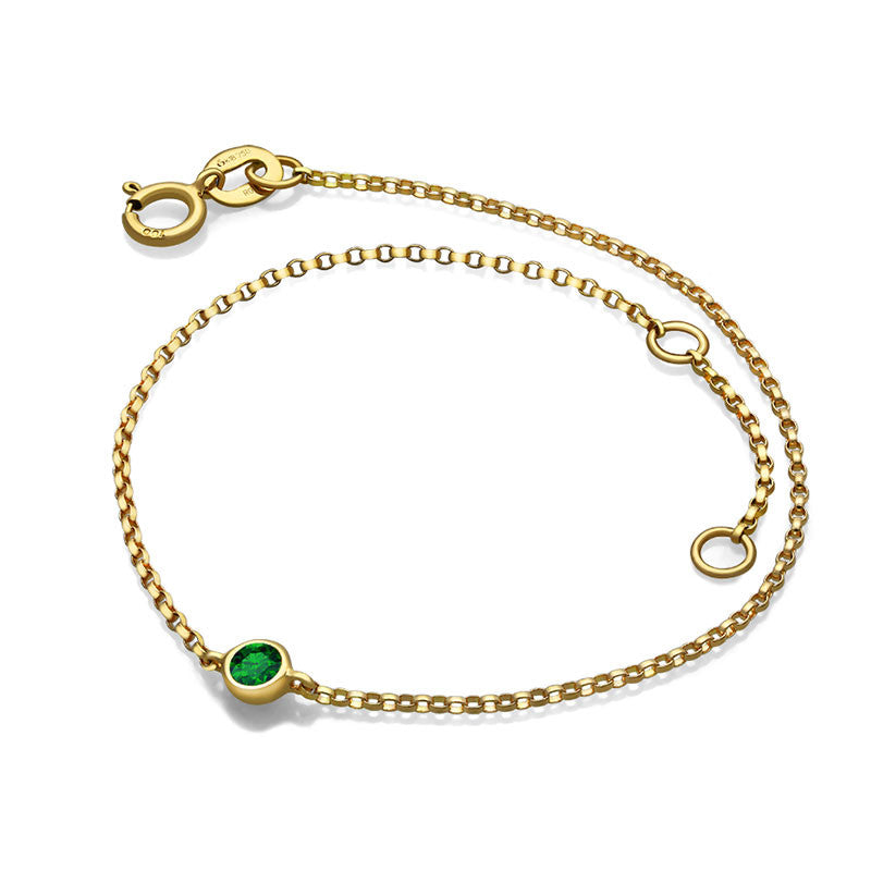 18k Gold May Birthstone Emerald Bracelet - Genevieve Collection